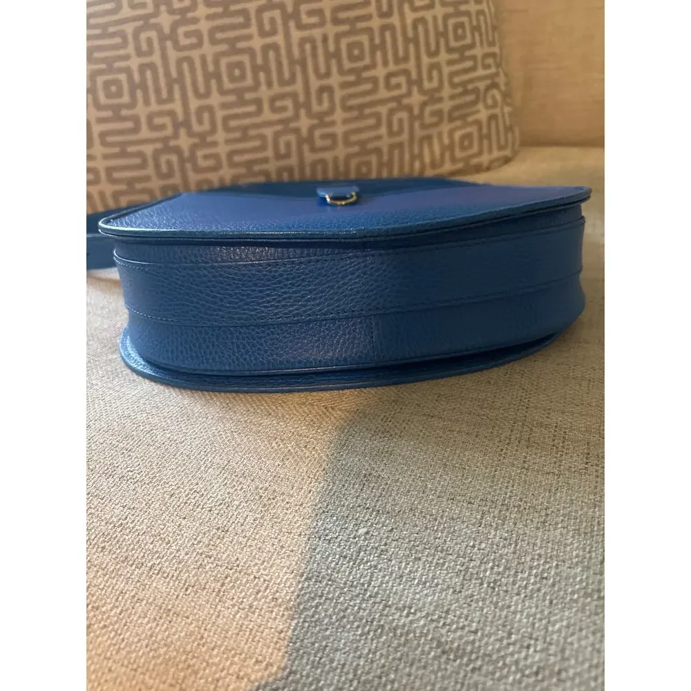 vintage Cartier Must Line saddle/shoulder bag made from grained blue leather